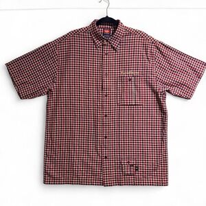 Pure Playaz Vintage 90s Y2K Red White Checkered Short Sleeve Button Up Shirt L
